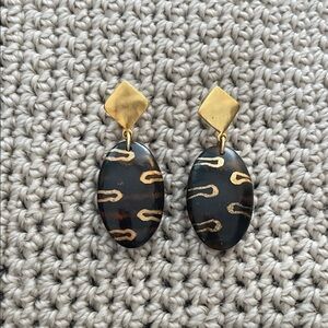 Chico's Gold and Black Oval Acrylic Earrings